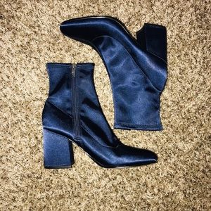 Navy blue Marc Fisher heeled boots
